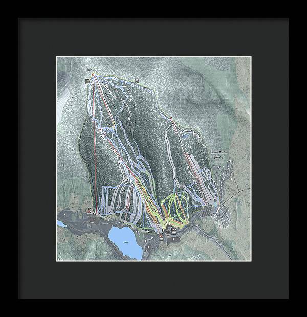 Cannon Mountain Ski Trail Map - Framed Print - Powderaddicts