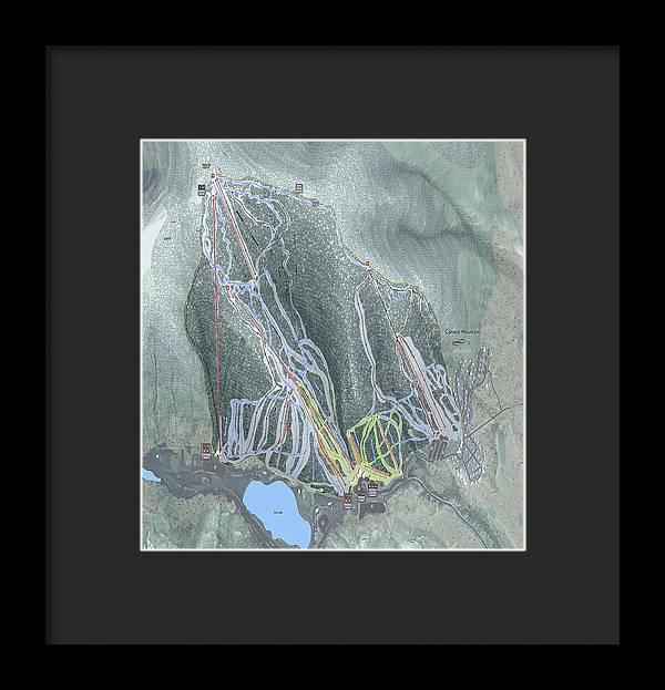 Cannon Mountain Ski Trail Map - Framed Print - Powderaddicts