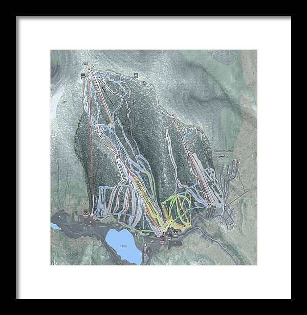 Cannon Mountain Ski Trail Map - Framed Print - Powderaddicts