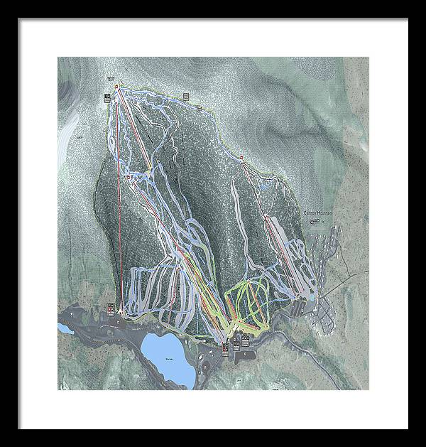 Cannon Mountain Ski Trail Map - Framed Print - Powderaddicts