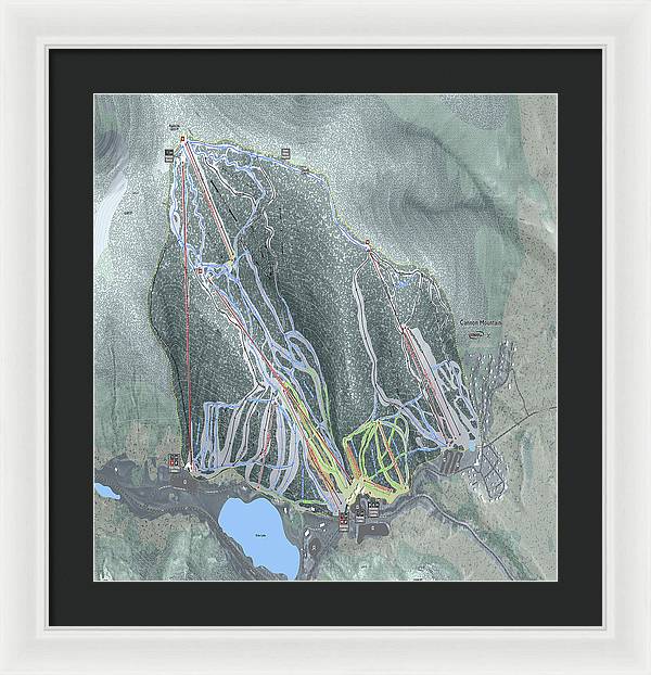 Cannon Mountain Ski Trail Map - Framed Print - Powderaddicts