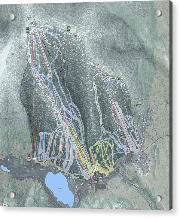 Cannon Mountain Ski Trail Map - Acrylic Print - Powderaddicts