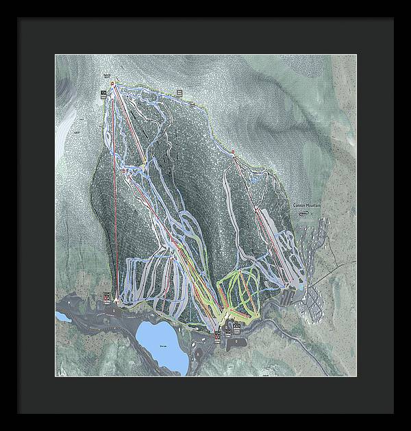 Cannon Mountain Ski Trail Map - Framed Print - Powderaddicts