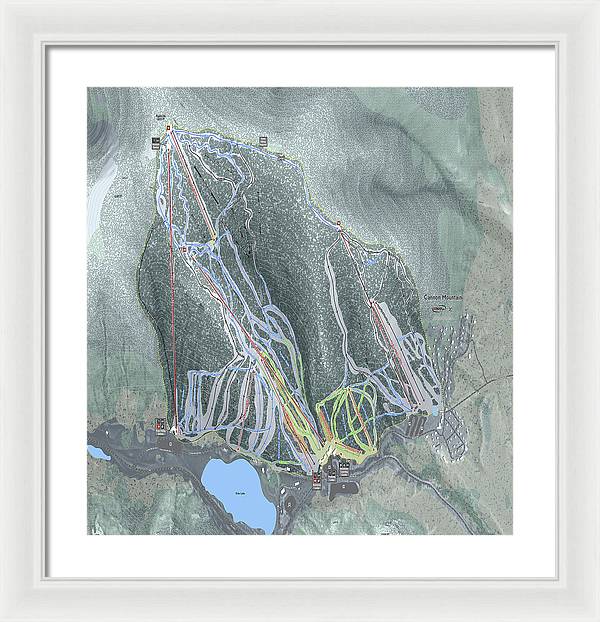 Cannon Mountain Ski Trail Map - Framed Print - Powderaddicts