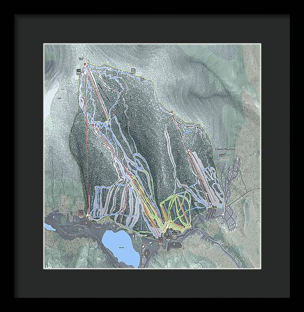 Cannon Mountain Ski Trail Map - Framed Print - Powderaddicts