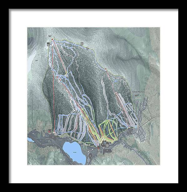 Cannon Mountain Ski Trail Map - Framed Print - Powderaddicts