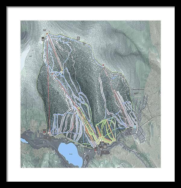 Cannon Mountain Ski Trail Map - Framed Print - Powderaddicts