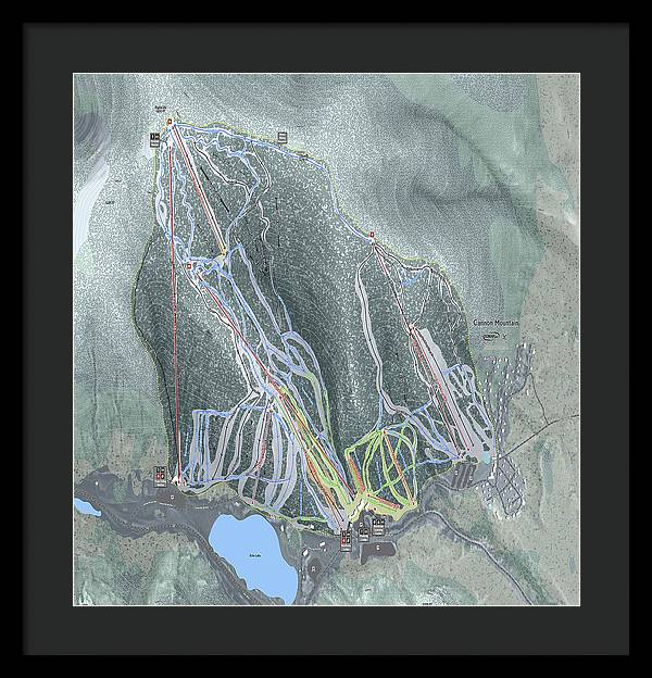 Cannon Mountain Ski Trail Map - Framed Print - Powderaddicts