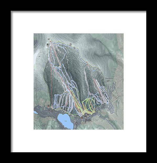 Cannon Mountain Ski Trail Map - Framed Print - Powderaddicts