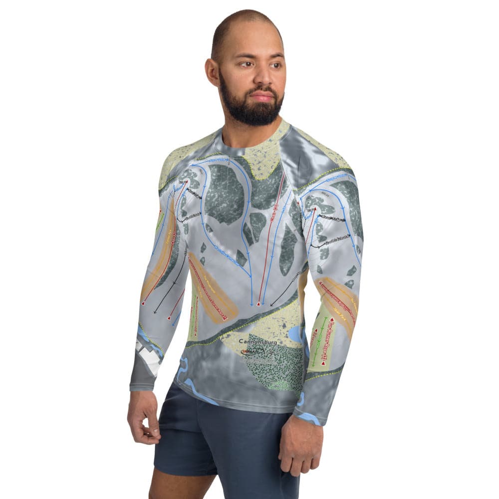 Cannonsburg, Michigan Ski Trail Map Men's Base Layer Top - Powderaddicts