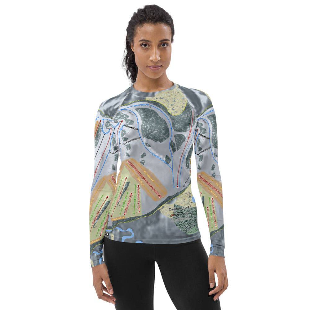 Cannonsburg, Michigan Ski Trail Map Women's Base Layer Top - Powderaddicts