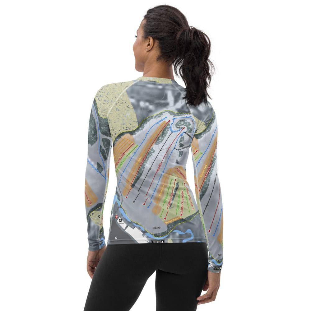 Cannonsburg, Michigan Ski Trail Map Women's Base Layer Top - Powderaddicts
