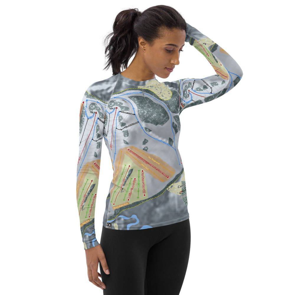 Cannonsburg, Michigan Ski Trail Map Women's Base Layer Top - Powderaddicts