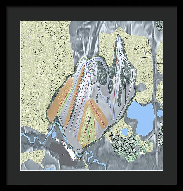 Cannonsburg Ski Trail Map - Framed Print - Powderaddicts