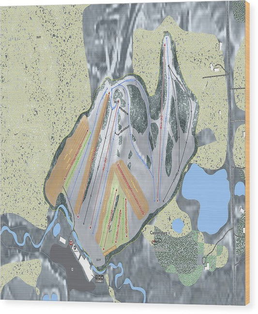 Cannonsburg Ski Trail Map - Wood Print - Powderaddicts