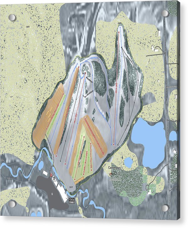Cannonsburg Ski Trail Map - Acrylic Print - Powderaddicts