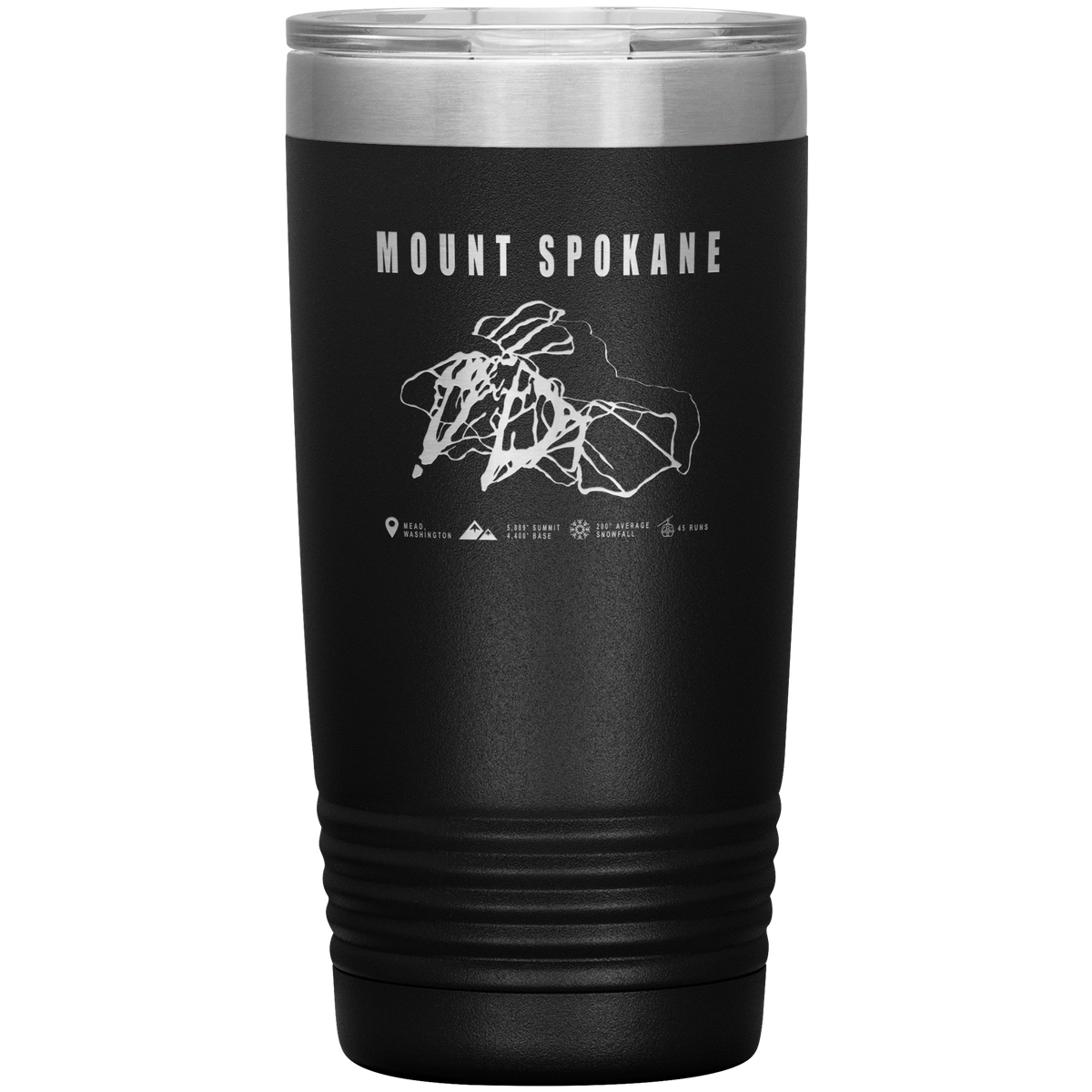 Mount Spokane, Washington Ski Trail Map 20oz Tumbler - Powderaddicts
