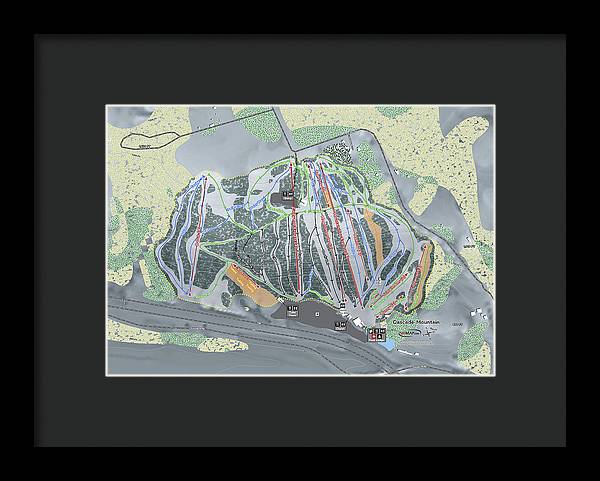 Cascade Mountain Ski Trail Map - Framed Print - Powderaddicts