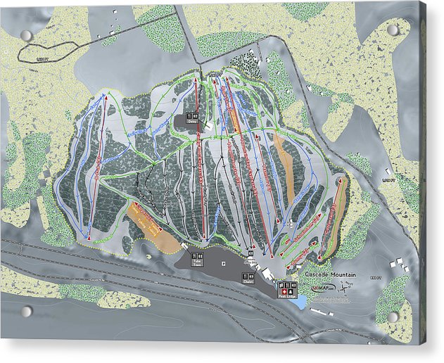 Cascade Mountain Ski Trail Map - Acrylic Print - Powderaddicts