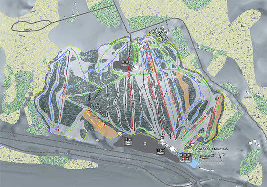 Cascade Mountain Ski Trail Map - Art Print - Powderaddicts