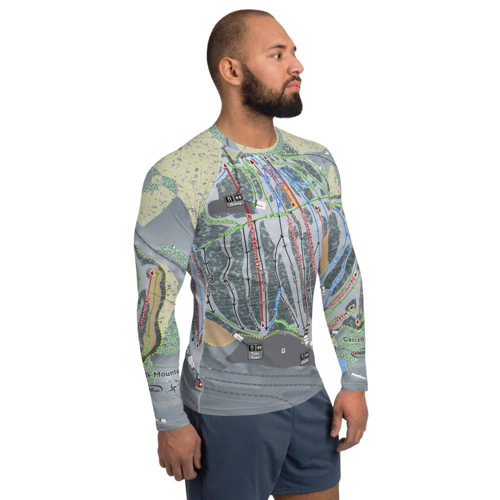Cascade Mountain, Wisconsin Ski Trail Map Men's Base Layer Top - Powderaddicts