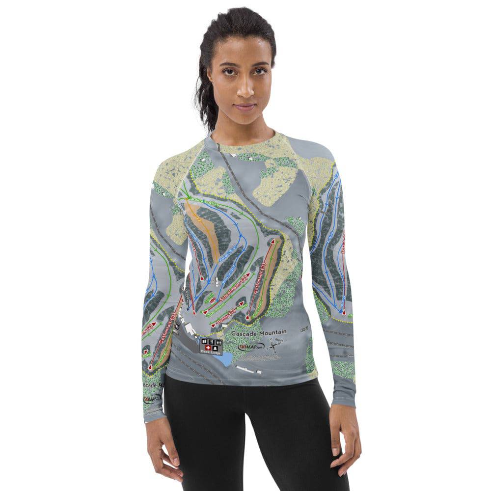 Cascade Mountain, Wisconsin Ski Trail Map Women's Base Layers