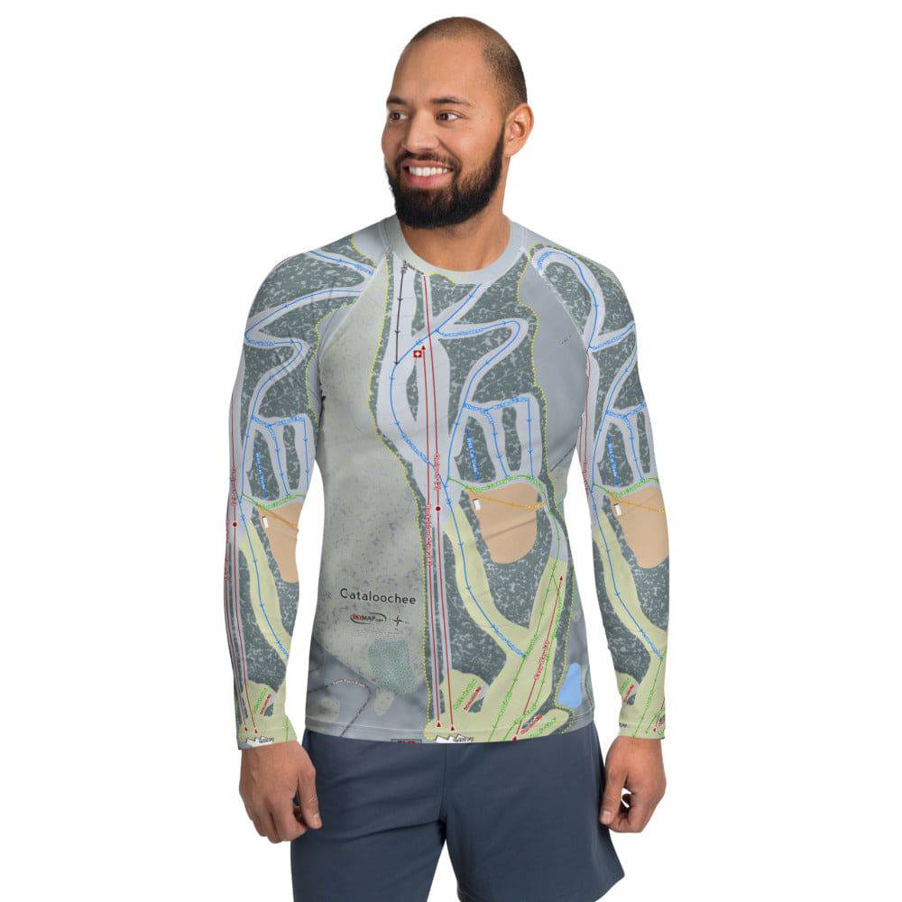 Cataloochee, North Carolina Ski Trail Map Men's Base Layer Top