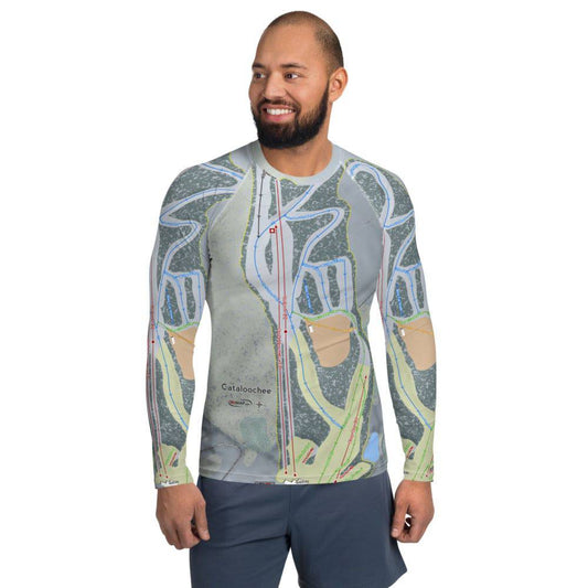Cataloochee, North Carolina Ski Trail Map Men's Base Layer Top - Powderaddicts