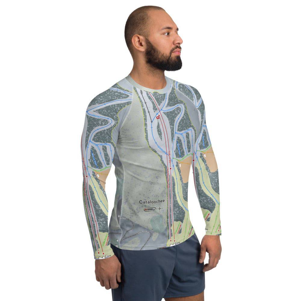 Cataloochee, North Carolina Ski Trail Map Men's Base Layer Top - Powderaddicts
