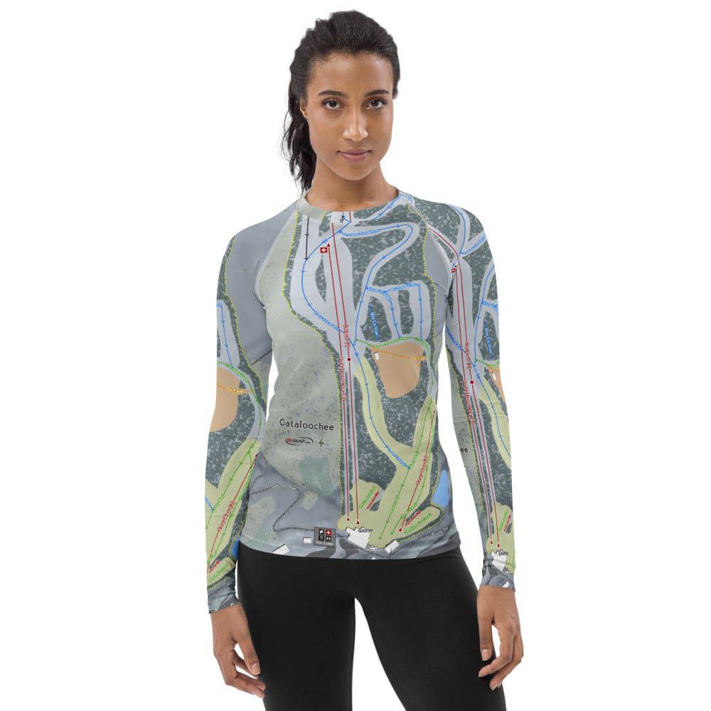Cataloochee, North Carolina Ski Trail Map Women's Base Layer Top