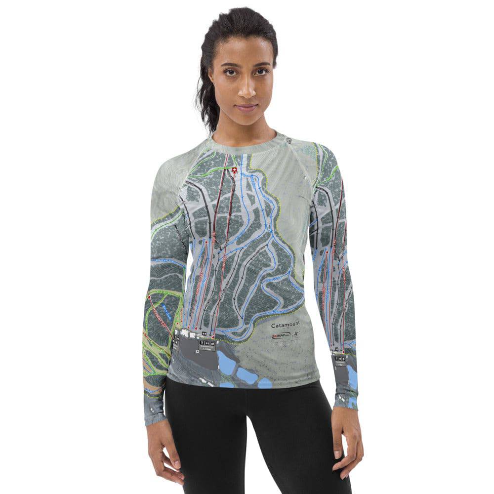 Catamount, New York Ski Trail Map Women's Base Layer Top