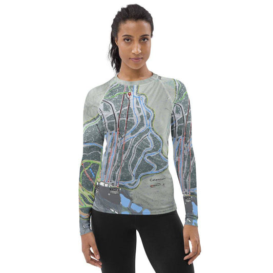 Catamount, New York Ski Trail Map Women's Base Layer Top - Powderaddicts