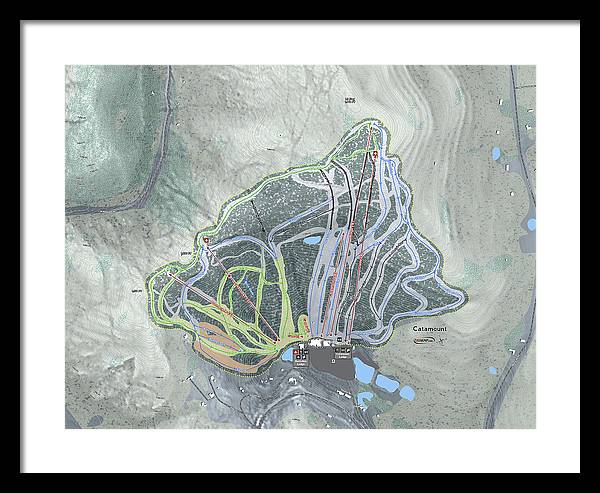 Catamount Ski Trail Map - Framed Print - Powderaddicts