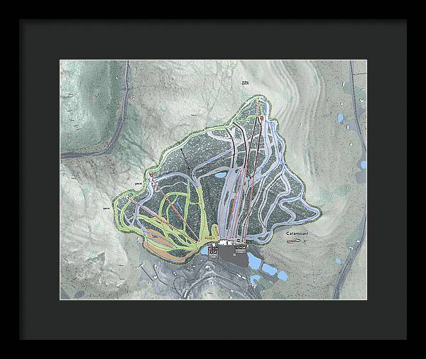 Catamount Ski Trail Map - Framed Print - Powderaddicts