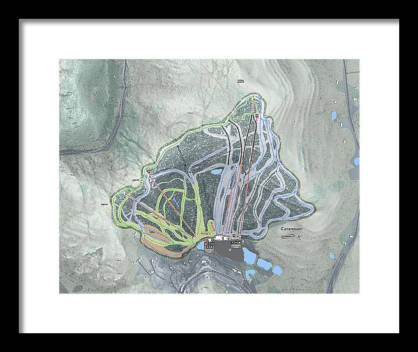 Catamount Ski Trail Map - Framed Print - Powderaddicts