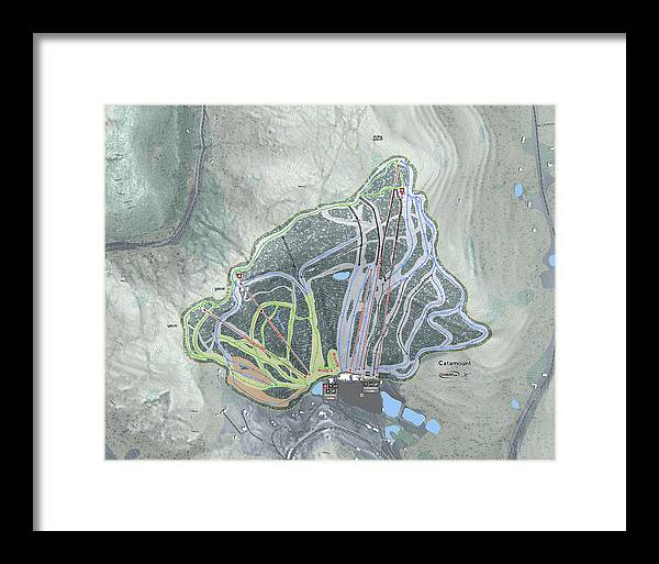 Catamount Ski Trail Map - Framed Print - Powderaddicts