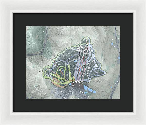 Catamount Ski Trail Map - Framed Print - Powderaddicts