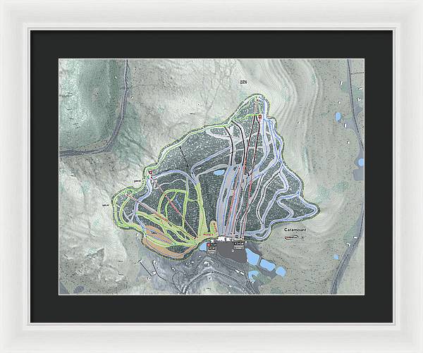 Catamount Ski Trail Map - Framed Print - Powderaddicts