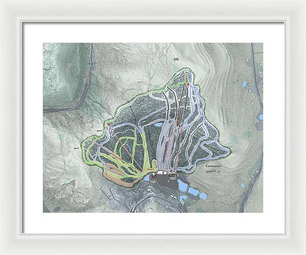 Catamount Ski Trail Map - Framed Print - Powderaddicts