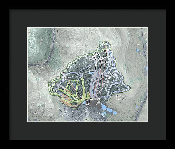 Catamount Ski Trail Map - Framed Print - Powderaddicts