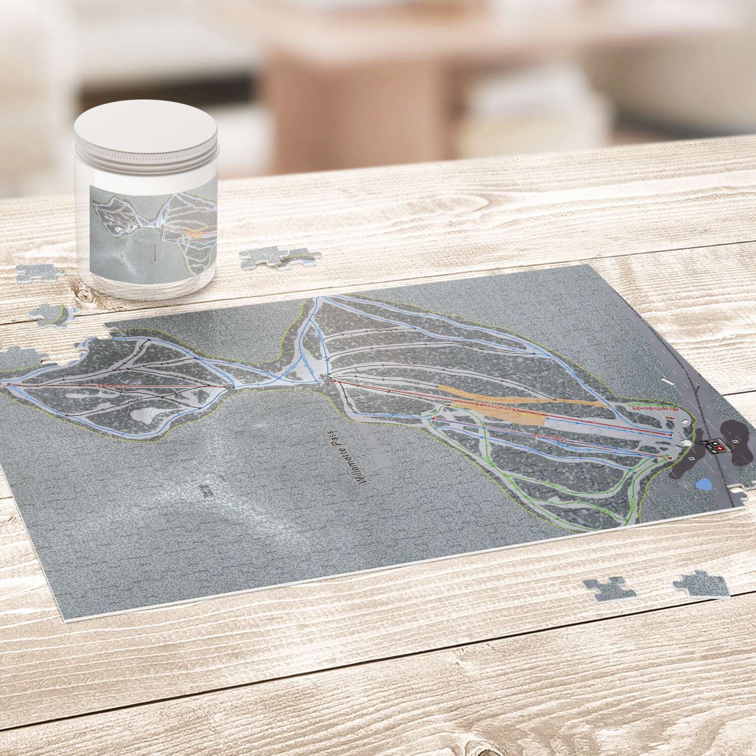 Willamette Pass, Oregon Ski Trail Map Puzzle - Powderaddicts