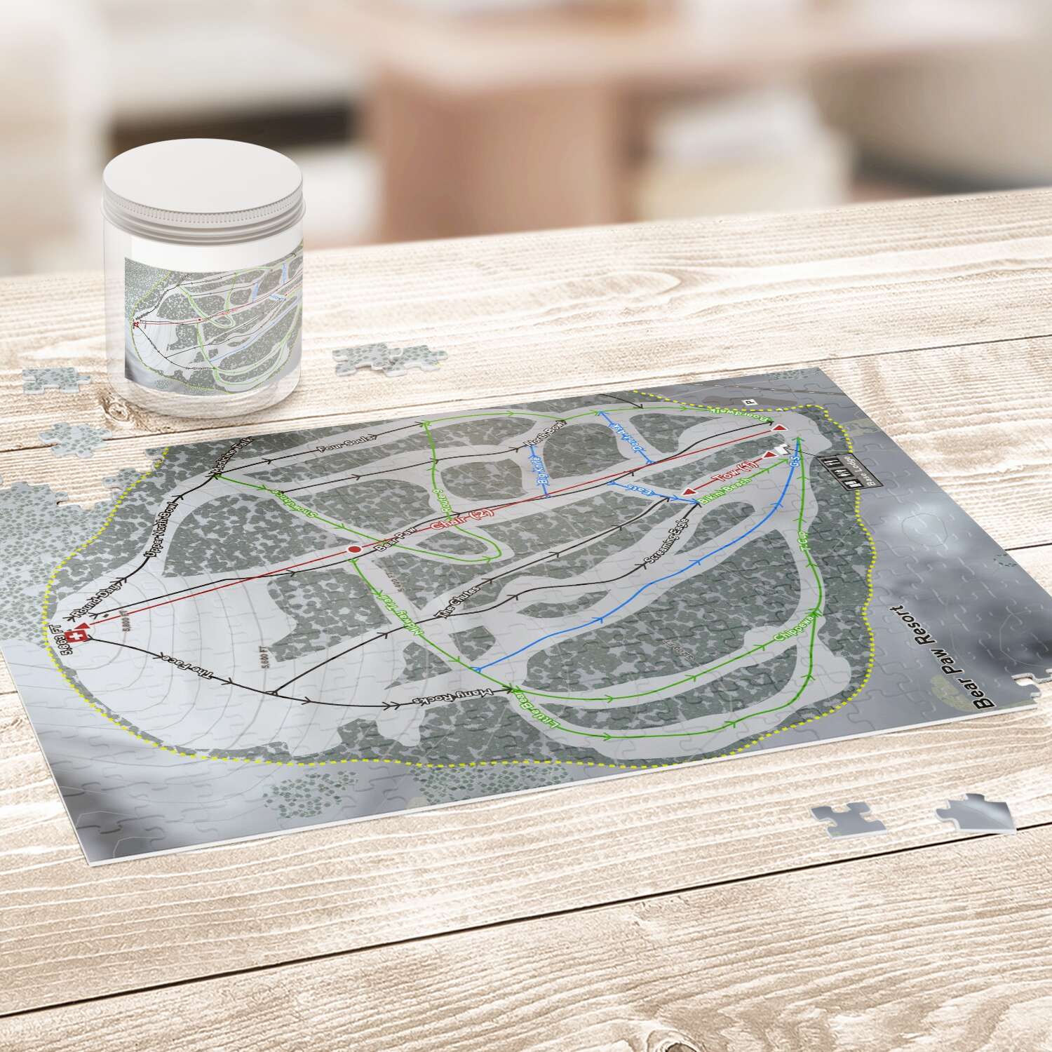 Bear Paw, Montana Ski Trail Map Puzzle - Powderaddicts