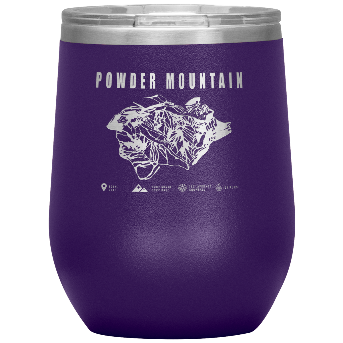 Powder Mountain,Utah Ski Trail Map Wine 12oz Tumbler - Powderaddicts