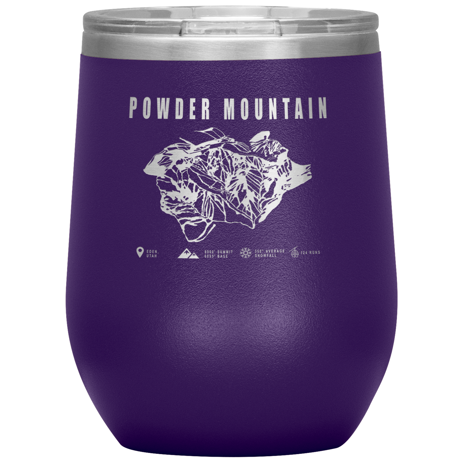 Powder Mountain,Utah Ski Trail Map Wine 12oz Tumbler - Powderaddicts