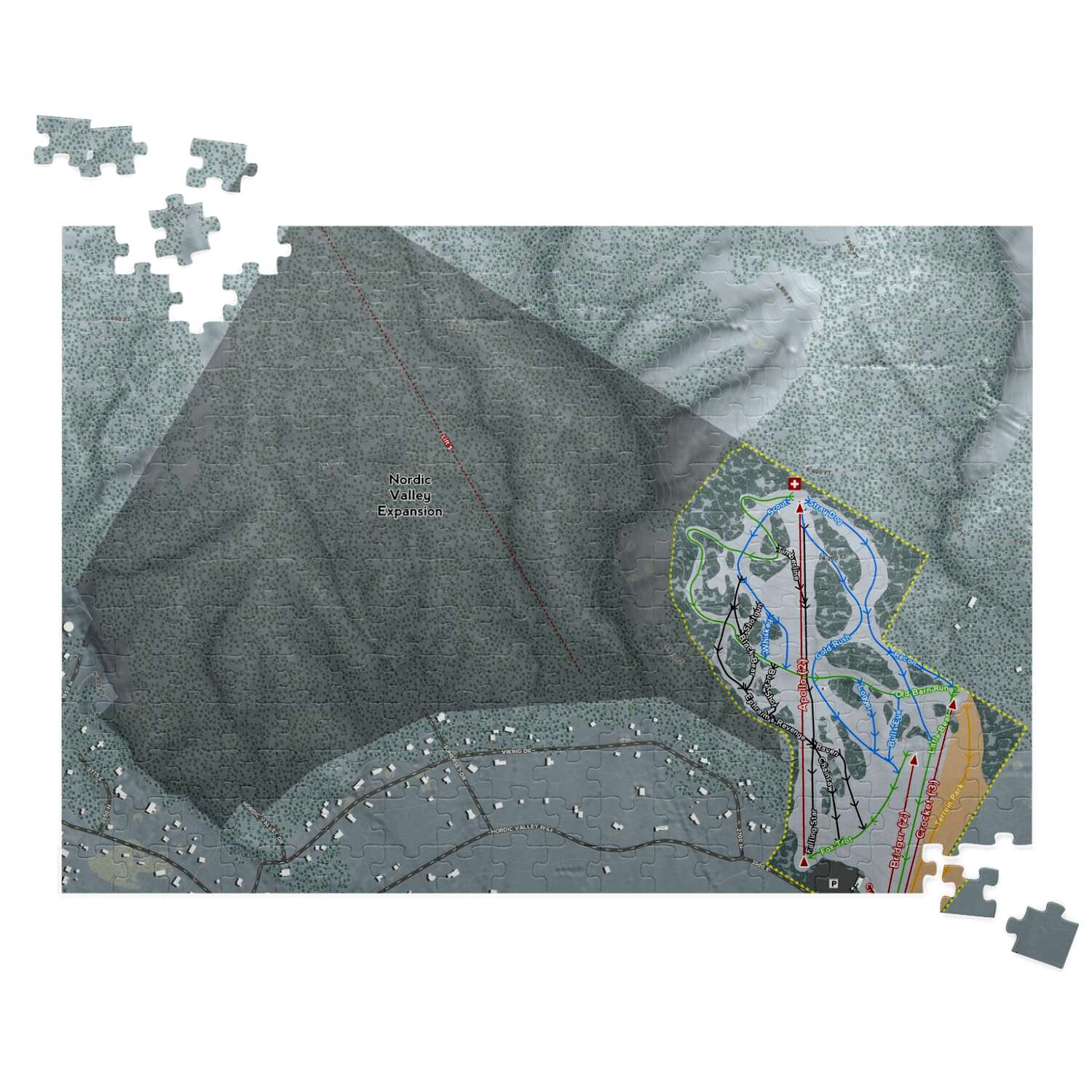 Nordic Valley, Utah Ski Trail Map puzzle - Powderaddicts