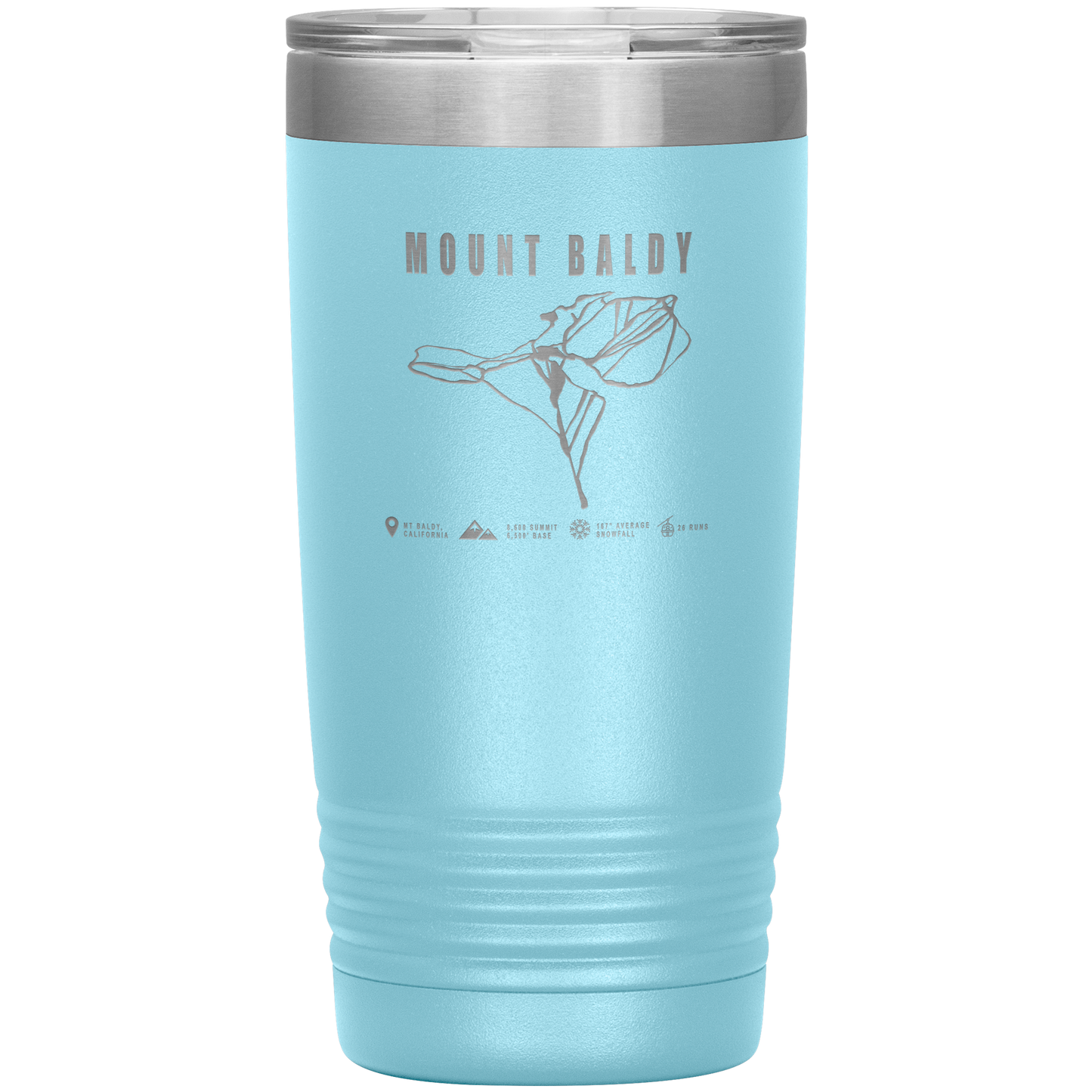 Mount Baldy, California Ski Trail Map 20oz Tumbler - Powderaddicts