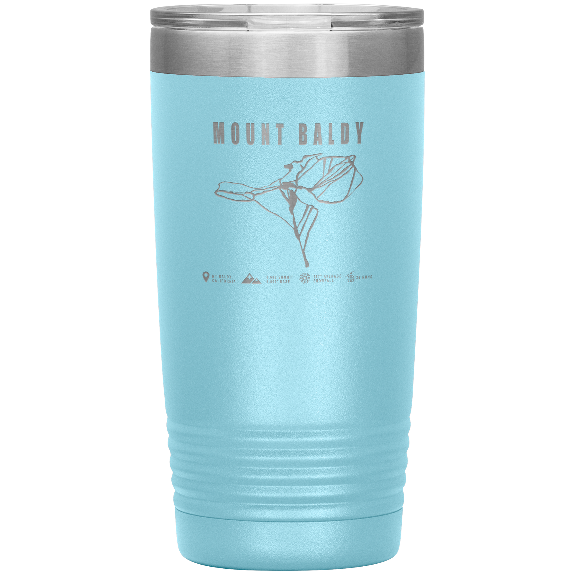 Mount Baldy, California Ski Trail Map 20oz Tumbler - Powderaddicts