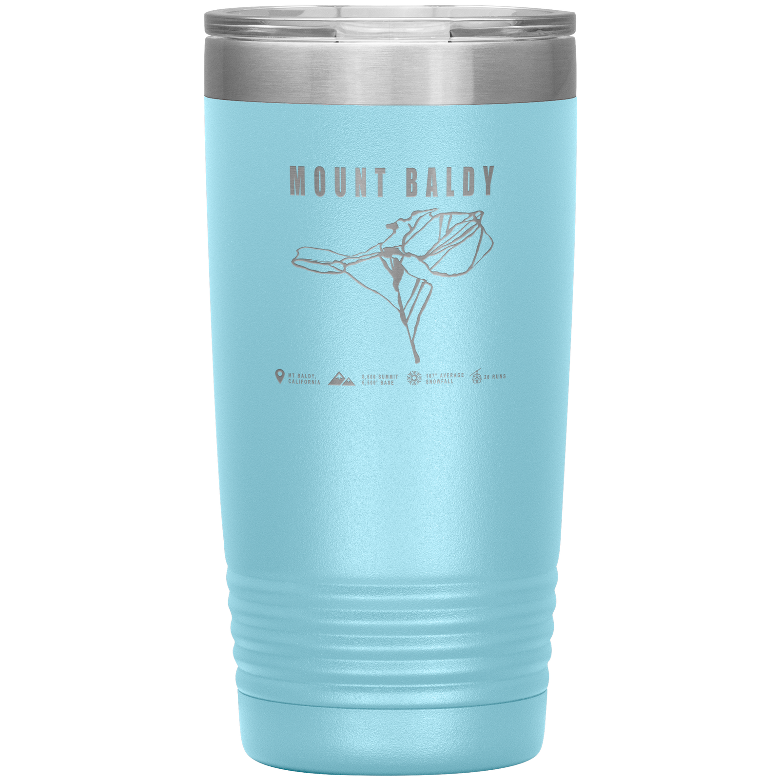 Mount Baldy, California Ski Trail Map 20oz Tumbler - Powderaddicts