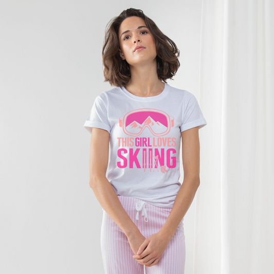 This Girl Loves Skiing Ride Like A Girl Pajama Set - Powderaddicts