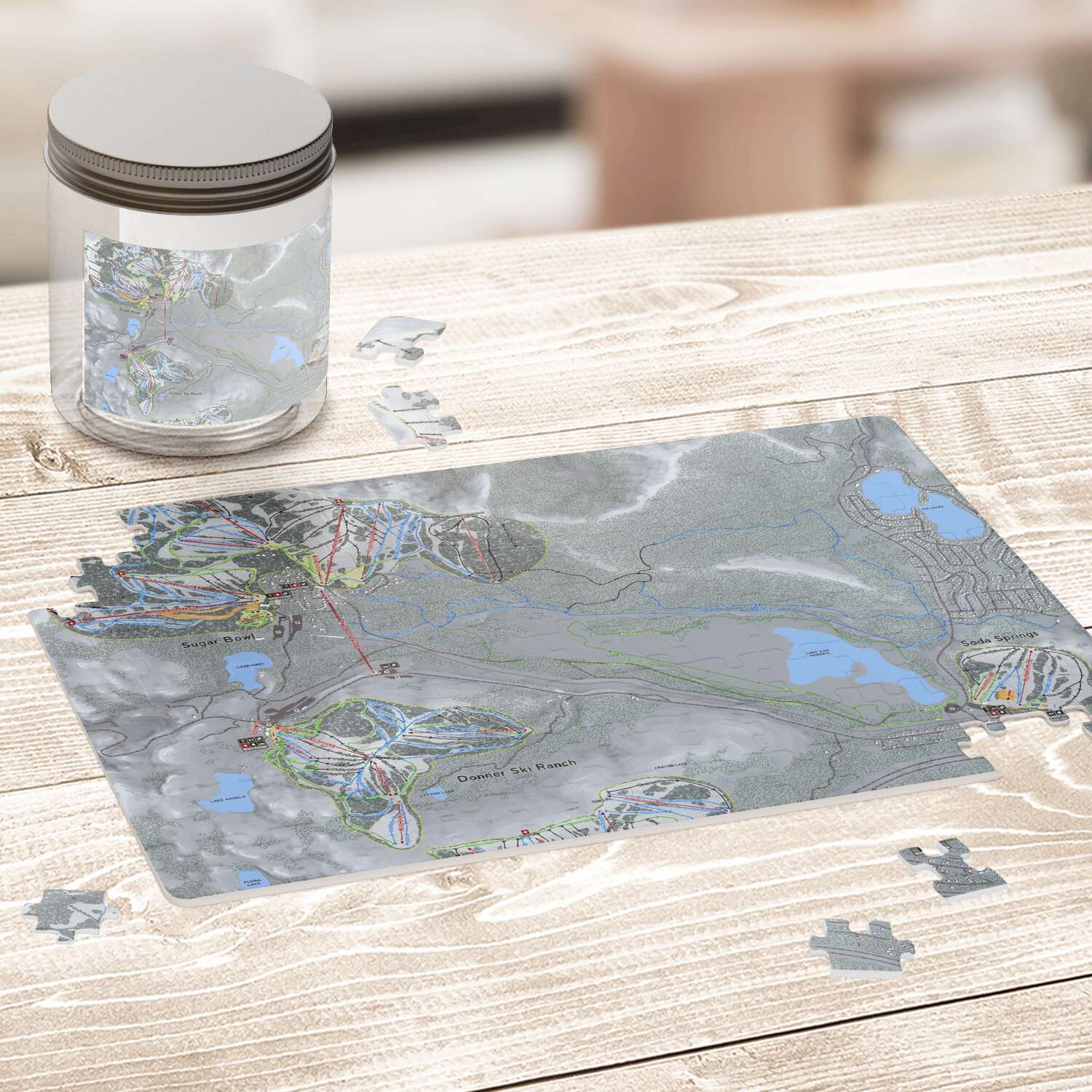 Donner Pass, California Ski Trail Map Puzzle - Powderaddicts